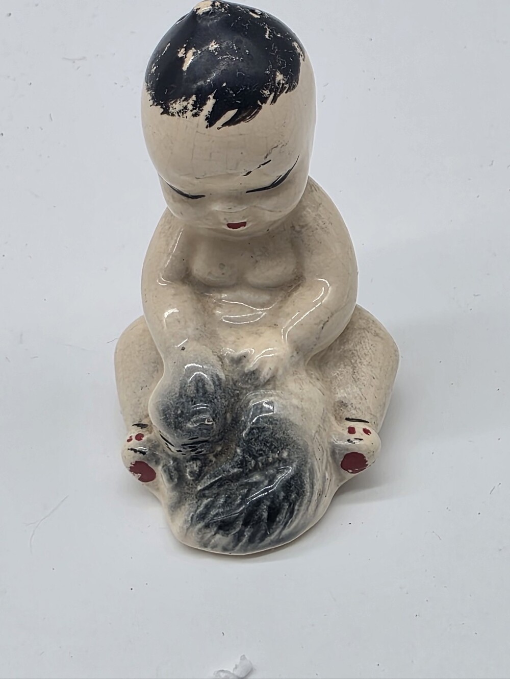 Vintage Josef Originals Pitty Sing Asian Baby Boy with Cat Salt Shaker